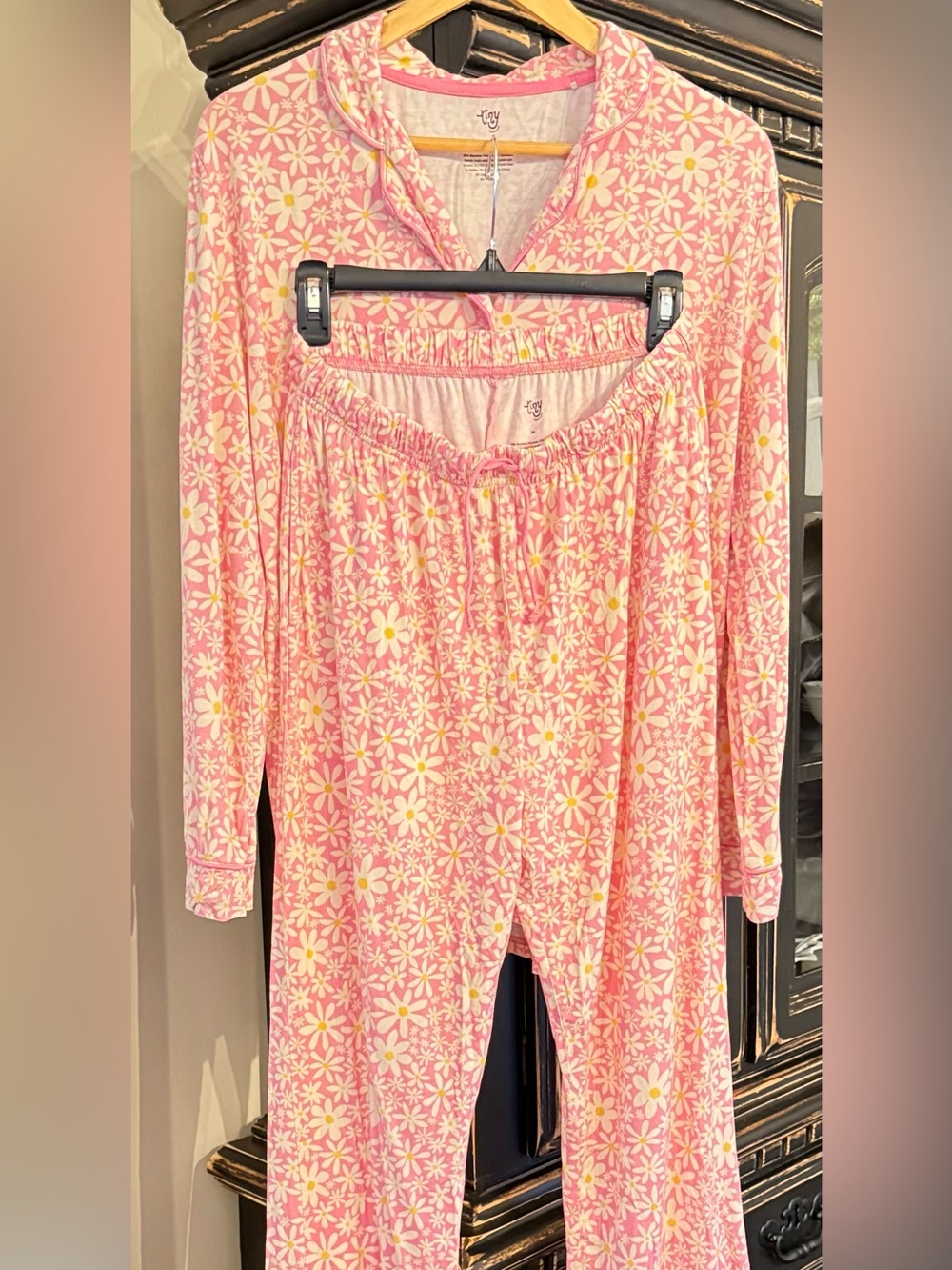 Tiny Talulah Pink Daisy Bamboo Viscose Pajama Set Medium